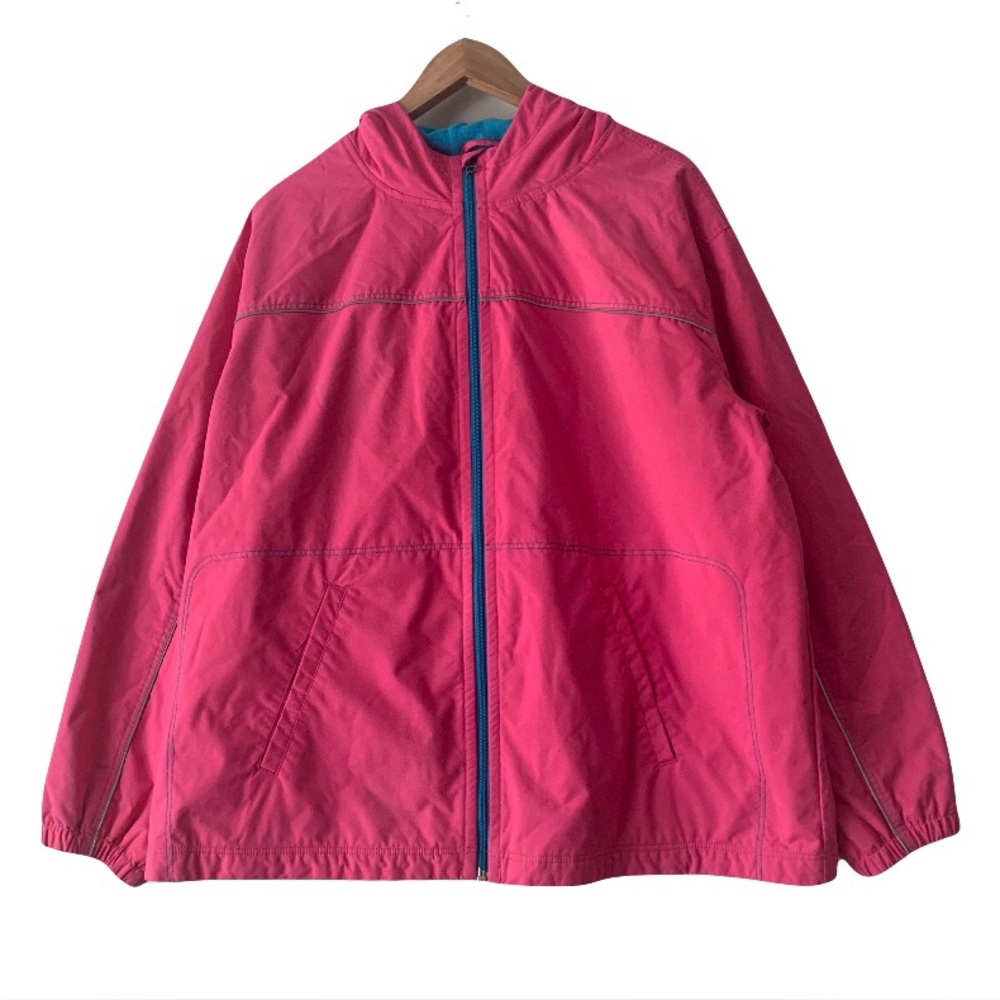 Hanna Andersson Full Zip Hooded Jacket Girls Size XL Pink Fleece Lined Outerwear